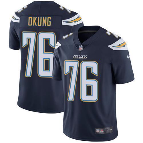 Nike Los Angeles Chargers #76 Russell Okung Navy Blue Team Color Stitched NFL Vapor Untouchable Limited Jersey