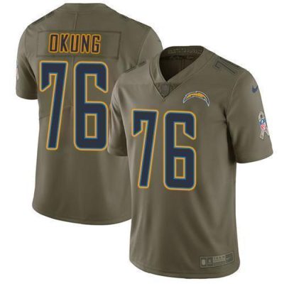 Nike Los Angeles Chargers #76 Russell Okung Olive Stitched NFL Limited 2017 Salute To Service Jersey