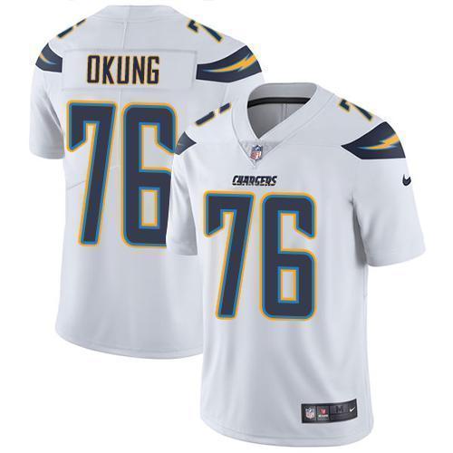 Nike Los Angeles Chargers #76 Russell Okung White Stitched NFL Vapor Untouchable Limited Jersey