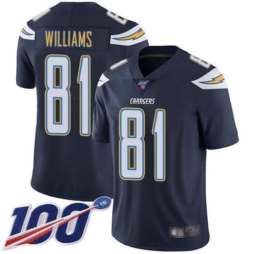Nike Los Angeles Chargers #81 Mike Williams Navy Blue Team Color Stitched NFL 100th Season Vapor Limited Jersey