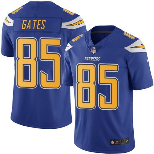 Nike Los Angeles Chargers #85 Antonio Gates Electric Blue Stitched NFL Limited Rush Jersey