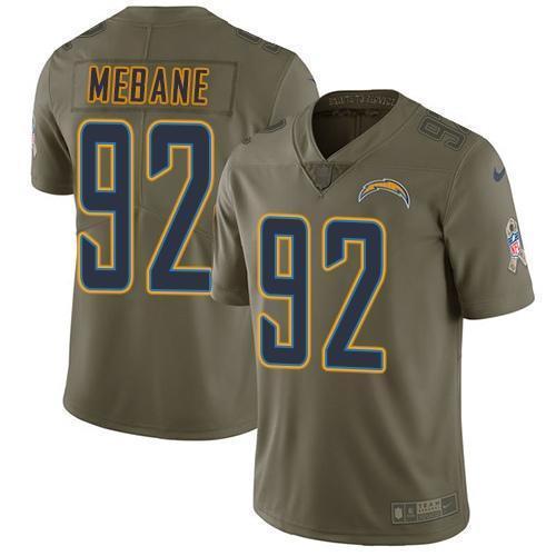 Nike Los Angeles Chargers #92 Brandon Mebane Olive Stitched NFL Limited 2017 Salute To Service Jersey