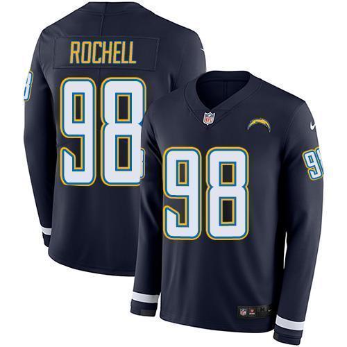 Nike Los Angeles Chargers #98 Isaac Rochell Navy Blue Team Color Stitched NFL Limited Therma Long Sleeve Jersey
