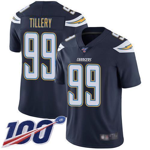 Nike Los Angeles Chargers #99 Jerry Tillery Navy Blue Team Color Stitched NFL 100th Season Vapor Limited Jersey