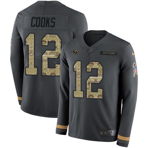 Nike Los Angeles Rams #12 Brandin Cooks Anthracite Salute to Service Stitched NFL Limited Therma Long Sleeve Jersey