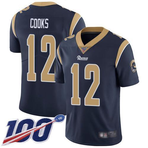 Nike Los Angeles Rams #12 Brandin Cooks Navy Blue Team Color Stitched NFL 100th Season Vapor Limited Jersey