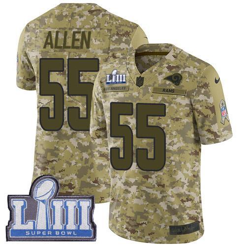 Nike Los Angeles Rams #55 Brian Allen Camo Super Bowl LIII Bound Stitched NFL Limited 2018 Salute To Service Jersey