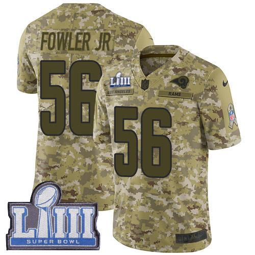 Nike Los Angeles Rams #56 Dante Fowler Jr Camo Super Bowl LIII Bound Stitched NFL Limited 2018 Salute To Service Jersey