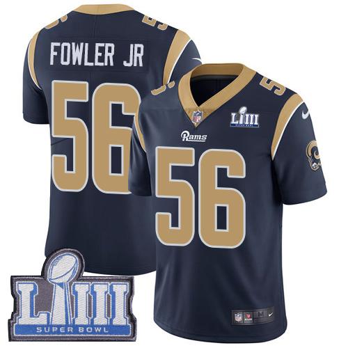 Nike Los Angeles Rams #56 Dante Fowler Jr Navy Blue Team Color Super Bowl LIII Bound Stitched NFL Vapor Untouchable Limited Jersey