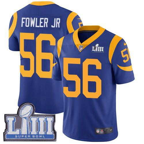 Nike Los Angeles Rams #56 Dante Fowler Jr Royal Blue Alternate Super Bowl LIII Bound Stitched NFL Vapor Untouchable Limited Jersey