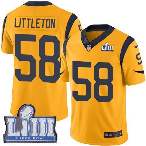 Nike Los Angeles Rams #58 Cory Littleton Gold Super Bowl LIII Bound Stitched NFL Limited Rush Jersey
