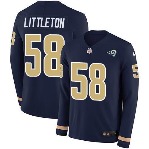 Nike Los Angeles Rams #58 Cory Littleton Navy Blue Team Color Stitched NFL Limited Therma Long Sleeve Jersey