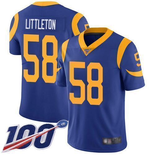 Nike Los Angeles Rams #58 Cory Littleton Royal Blue Alternate Stitched NFL 100th Season Vapor Limited Jersey