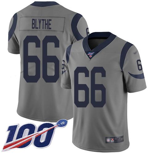 Nike Los Angeles Rams #66 Austin Blythe Gray Stitched NFL Limited Inverted Legend 100th Season Jersey