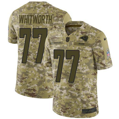 Nike Los Angeles Rams #77 Andrew Whitworth Camo Stitched NFL Limited 2018 Salute To Service Jersey