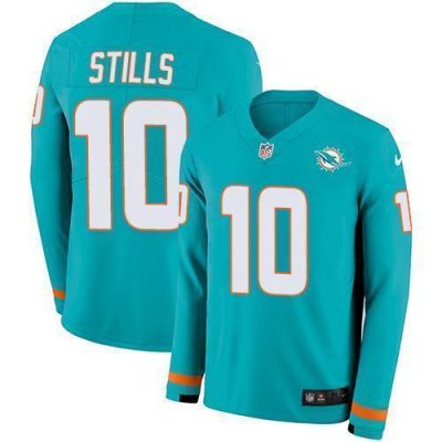 Nike Miami Dolphins #10 Kenny Stills Aqua Green Team Color Stitched NFL Limited Therma Long Sleeve Jersey