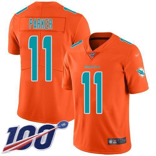 Nike Miami Dolphins #11 DeVante Parker Orange Stitched NFL Limited Inverted Legend 100th Season Jersey