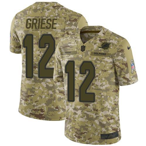 Nike Miami Dolphins #12 Bob Griese Camo Stitched NFL Limited 2018 Salute To Service Jersey