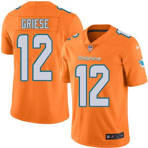 Nike Miami Dolphins #12 Bob Griese Orange Stitched NFL Limited Rush Jersey