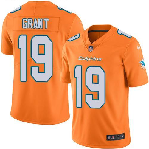 Nike Miami Dolphins #19 Jakeem Grant Orange Stitched NFL Limited Rush Jersey