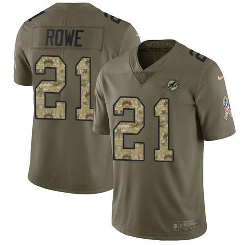 Nike Miami Dolphins #21 Eric Rowe Olive/Camo Stitched NFL Limited 2017 Salute To Service Jersey