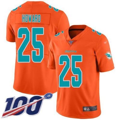 Nike Miami Dolphins #25 Xavien Howard Orange Stitched NFL Limited Inverted Legend 100th Season Jersey