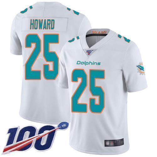 Nike Miami Dolphins #25 Xavien Howard White Stitched NFL 100th Season Vapor Limited Jersey
