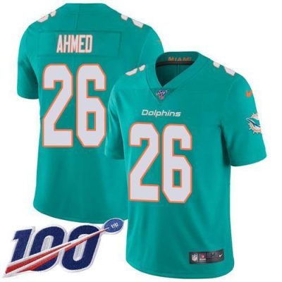 Nike Miami Dolphins #26 Salvon Ahmed Aqua Green Team Color Stitched NFL 100th Season Vapor Untouchable Limited Jersey