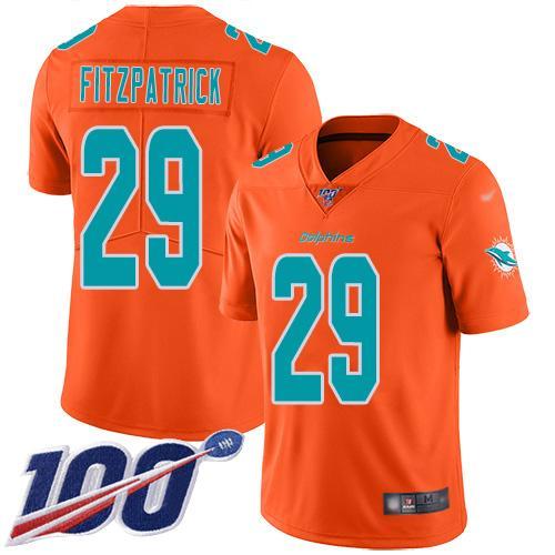 Nike Miami Dolphins #29 Minkah Fitzpatrick Orange Stitched NFL Limited Inverted Legend 100th Season Jersey