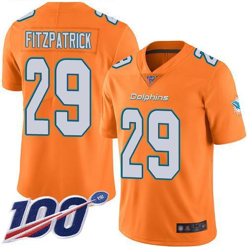 Nike Miami Dolphins #29 Minkah Fitzpatrick Orange Stitched NFL Limited Rush 100th Season Jersey