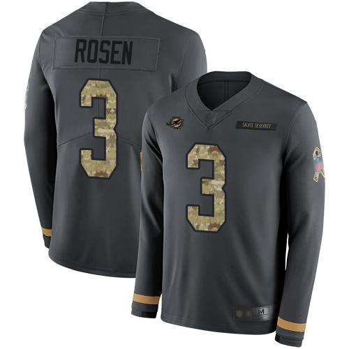 Nike Miami Dolphins #3 Josh Rosen Anthracite Salute to Service Stitched NFL Limited Therma Long Sleeve Jersey