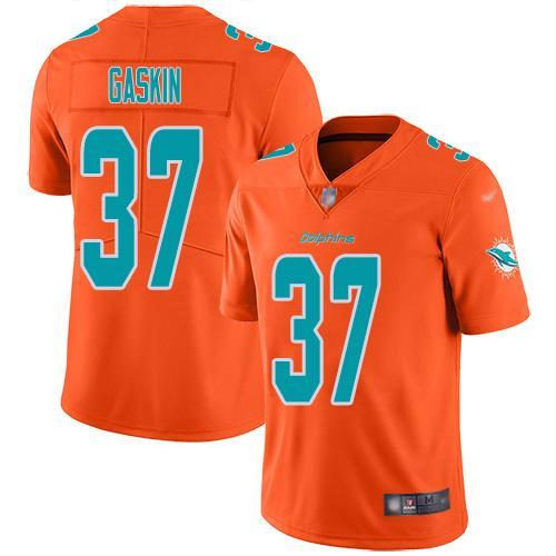Nike Miami Dolphins #37 Myles Gaskin Orange Stitched NFL Limited Inverted Legend Jersey