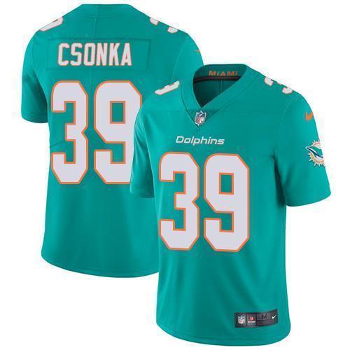 Nike Miami Dolphins #39 Larry Csonka Aqua Green Team Color Stitched NFL Vapor Untouchable Limited Jersey