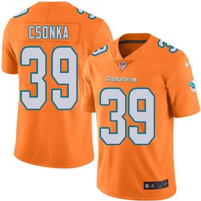 Nike Miami Dolphins #39 Larry Csonka Orange Stitched NFL Limited Rush Jersey