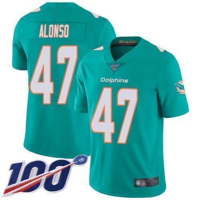 Nike Miami Dolphins #47 Kiko Alonso Aqua Green Team Color Stitched NFL 100th Season Vapor Limited Jersey