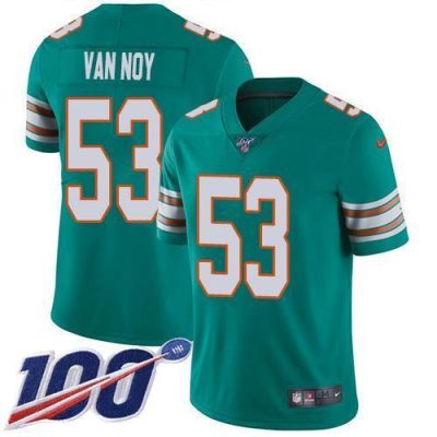 Nike Miami Dolphins #53 Kyle Van Noy Aqua Green Alternate Stitched NFL 100th Season Vapor Untouchable Limited Jersey