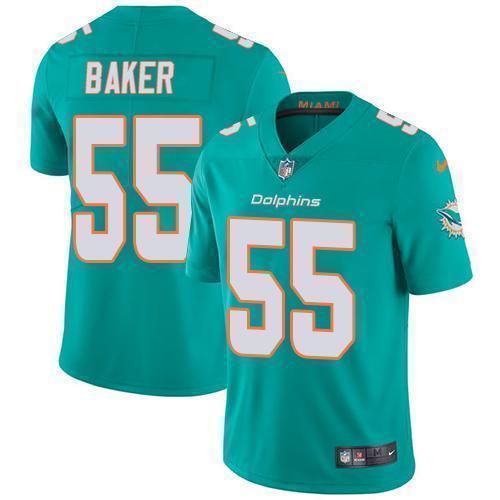 Nike Miami Dolphins #55 Jerome Baker Aqua Green Team Color Stitched NFL Vapor Untouchable Limited Jersey
