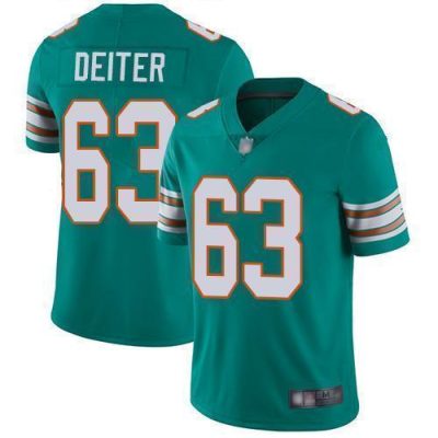 Nike Miami Dolphins #63 Michael Deiter Aqua Green Alternate Stitched NFL Vapor Untouchable Limited Jersey