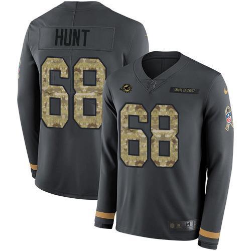 Nike Miami Dolphins #68 Robert Hunt Anthracite Salute to Service Stitched NFL Limited Therma Long Sleeve Jersey