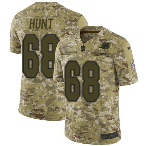Nike Miami Dolphins #68 Robert Hunt Camo Stitched NFL Limited 2018 Salute To Service Jersey
