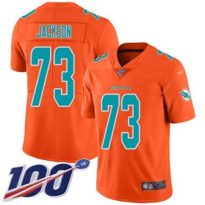 Nike Miami Dolphins #73 Austin Jackson Orange Stitched NFL Limited Inverted Legend 100th Season Jersey