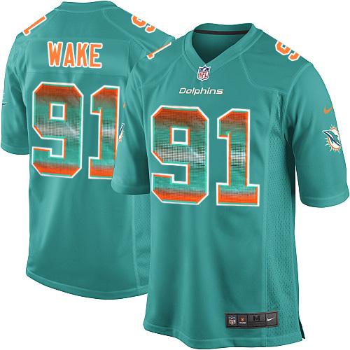 Nike Miami Dolphins #91 Cameron Wake Aqua Green Team Color Stitched NFL Limited Strobe Jersey