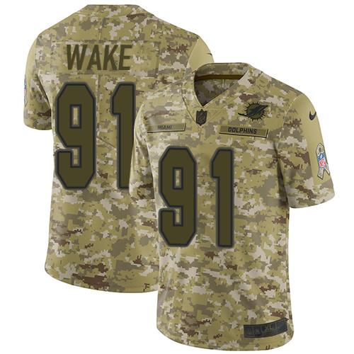 Nike Miami Dolphins #91 Cameron Wake Camo Stitched NFL Limited 2018 Salute To Service Jersey