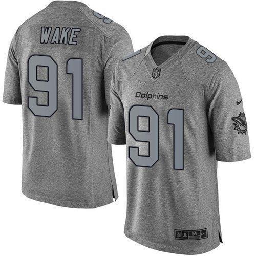 Nike Miami Dolphins #91 Cameron Wake Gray Stitched NFL Limited Gridiron Gray Jersey