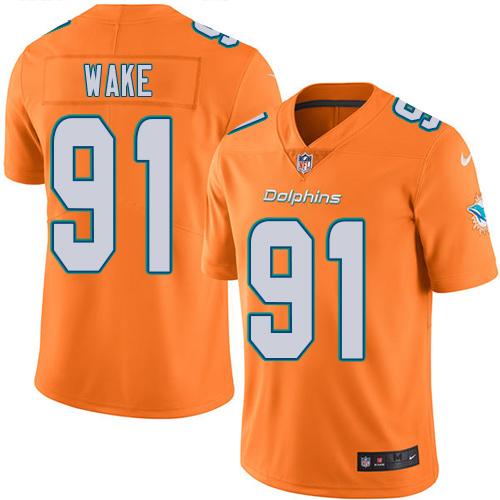 Nike Miami Dolphins #91 Cameron Wake Orange Stitched NFL Limited Rush Jersey