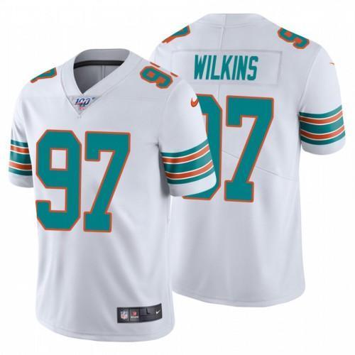 Nike Miami Dolphins #97 Christian Wilkins White Alternate Stitched NFL 100th Season Vapor Untouchable Limited Jersey