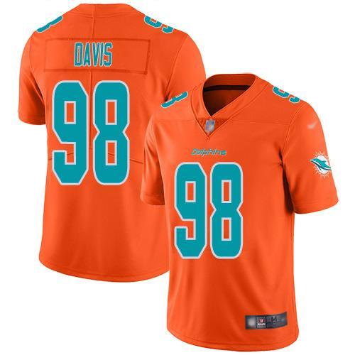 Nike Miami Dolphins #98 Raekwon Davis Orange Stitched NFL Limited Inverted Legend Jersey