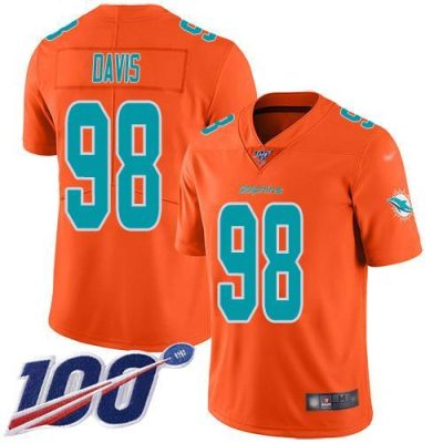 Nike Miami Dolphins #98 Raekwon Davis Orange Stitched NFL Limited Inverted Legend 100th Season Jersey