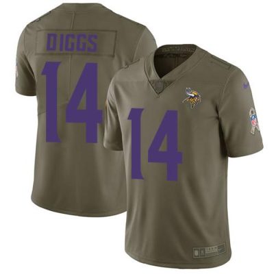 Nike Minnesota Vikings #14 Stefon Diggs Olive Stitched NFL Limited 2017 Salute to Service Jersey