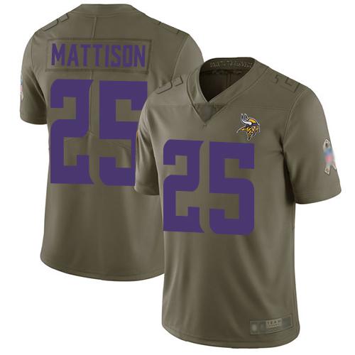 Nike Minnesota Vikings #25 Alexander Mattison Olive Stitched NFL Limited 2017 Salute to Service Jersey
